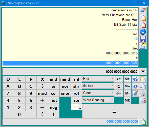 Click to view ESBProgCalc Pro - Programmers Calculator 2.1.1 screenshot