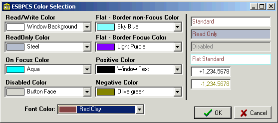 Example of Colour Selection Dialog